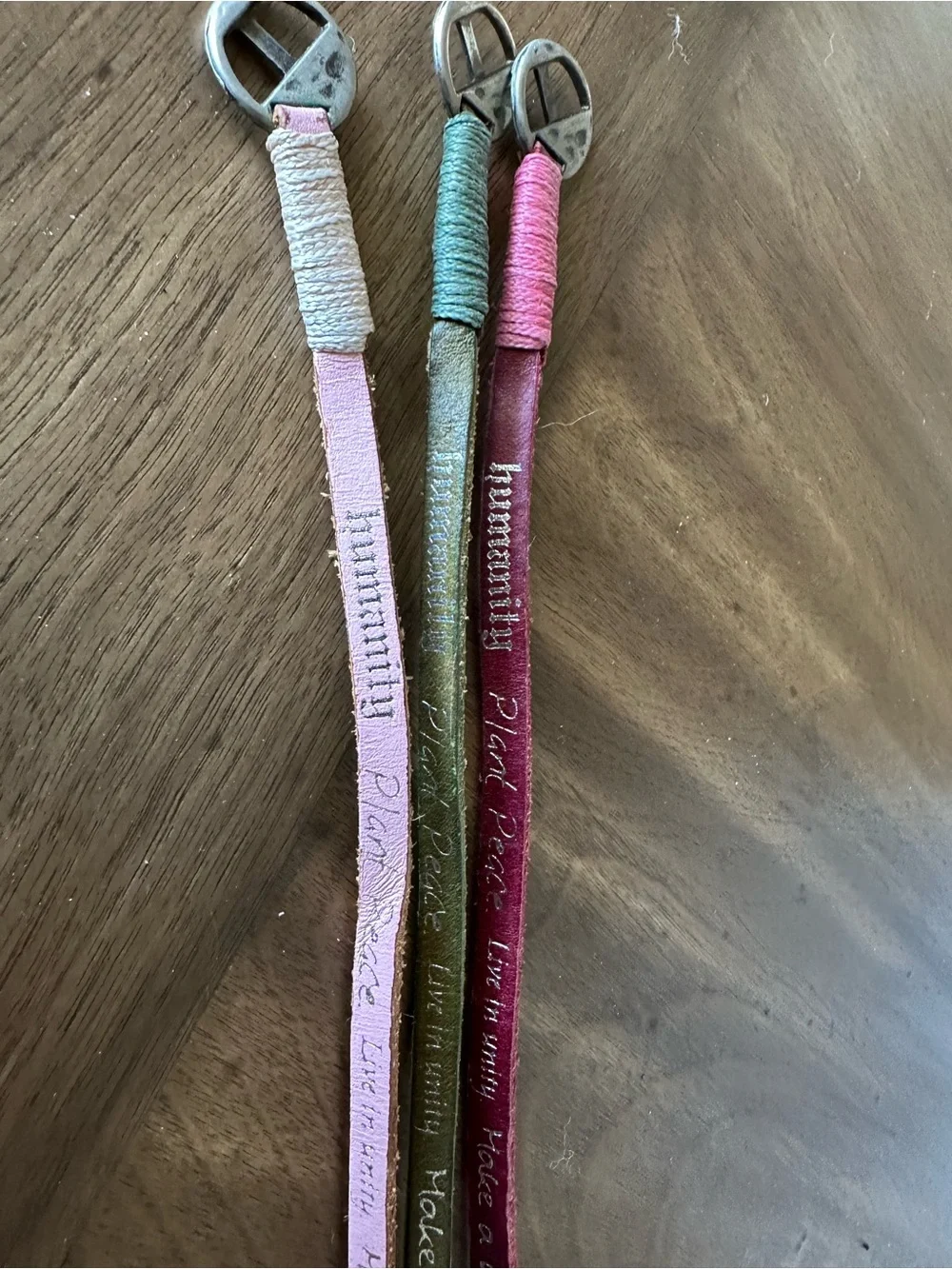 Humanity For All Leather Wrap Bracelets Lot of 3 Y2K Boho Peace
